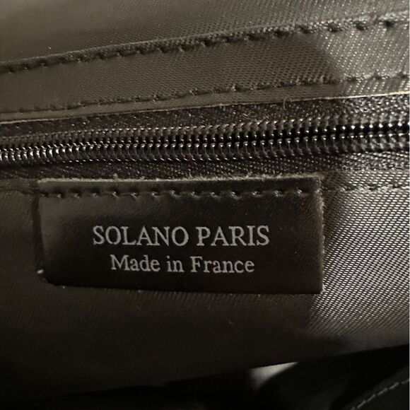 Solano Paris Black Leather Shoulder Bag with silver metal accents. - Picture 9 of 9